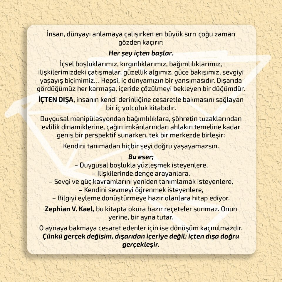 İÇTEN DIŞA - Yaşamın İnşası | Zephian V. Kael [30 adet toplu Set]